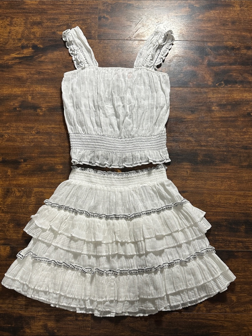 ✨ Scotch & Soda Maison Scotch White Tiered Ruffle 2-Piece Set Sz M - Picture 11 of 11